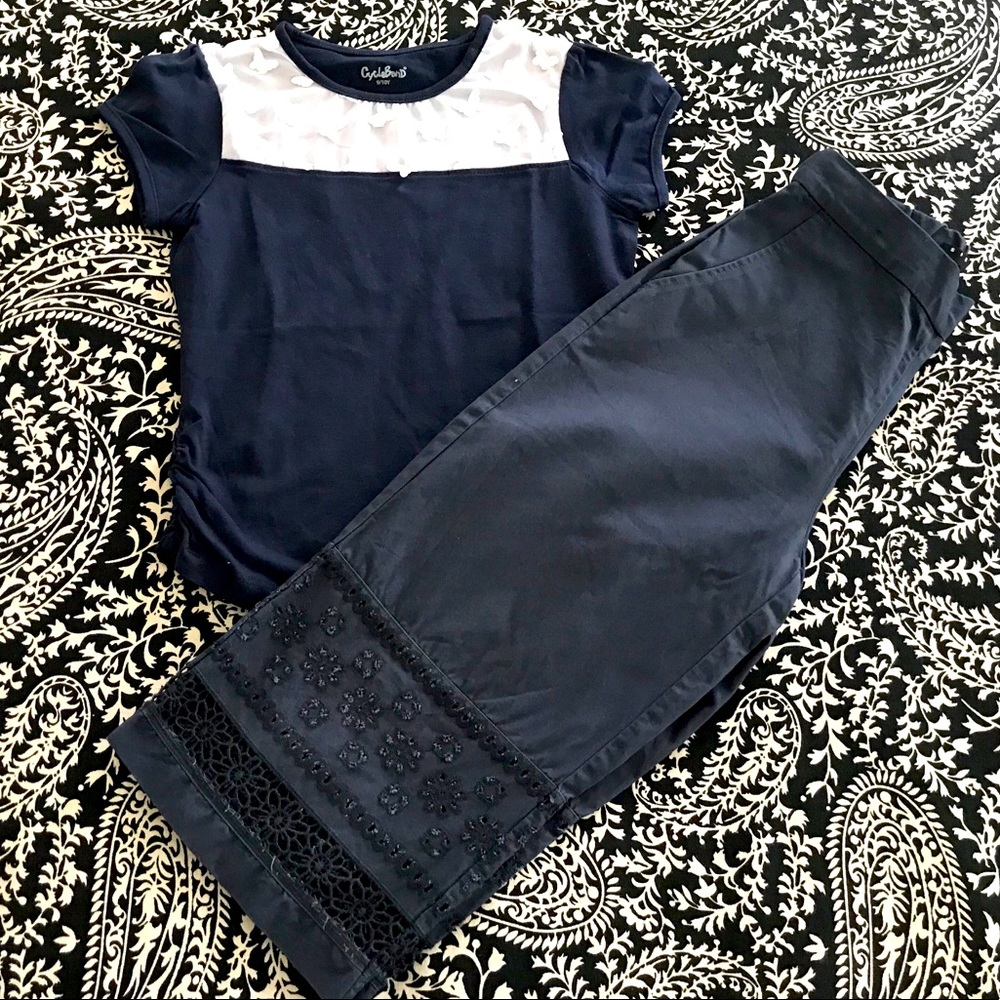 Sisley Embroidered Crop Dress Pants and Dress Top
